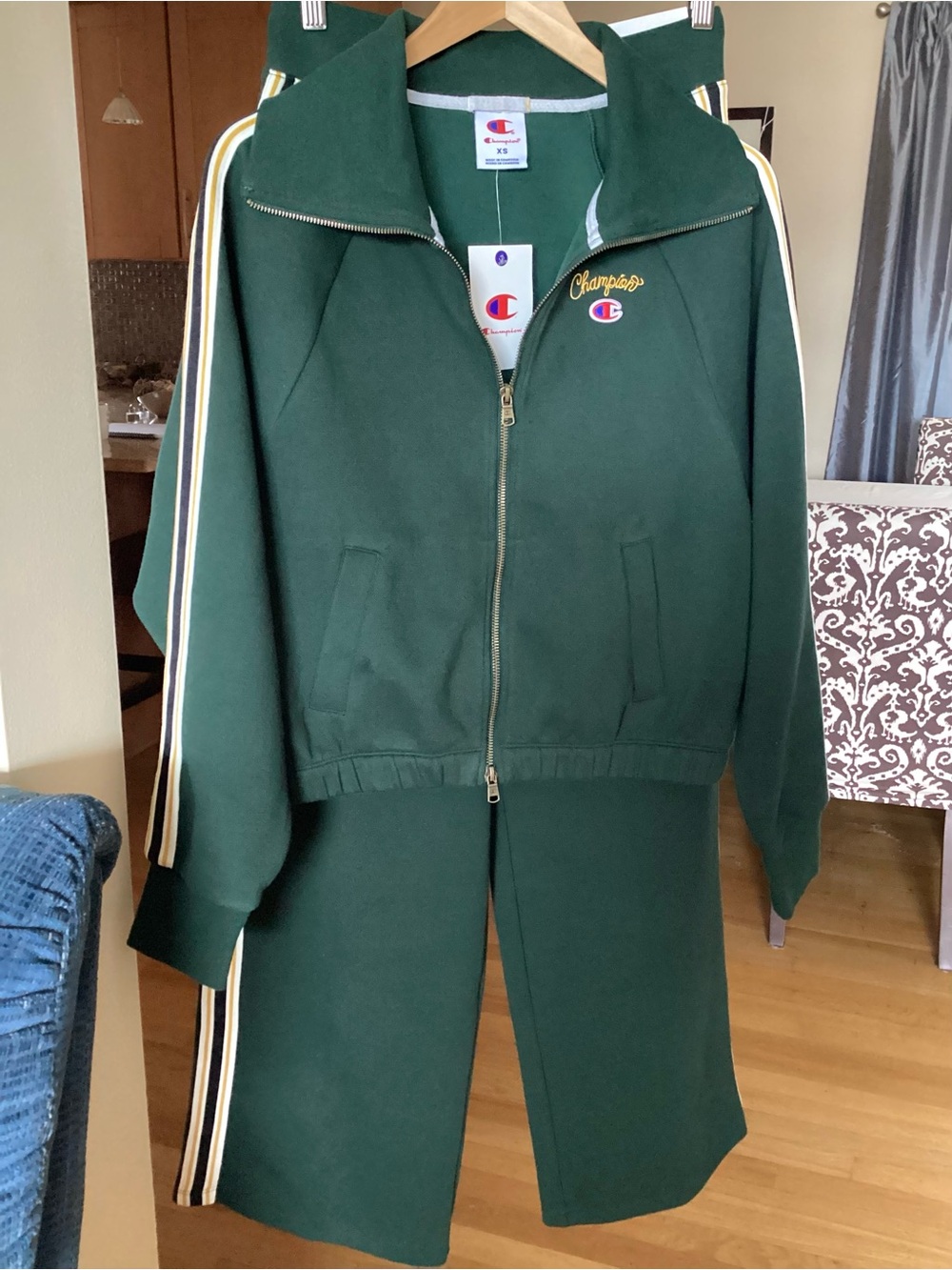 Champion by Target Dark Green Zip-Front Varsity Jacket and Track Pants Set